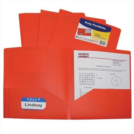 C-LINE PRODUCTS C-Line Products 33952BNDL18EA Two-Pocket Heavyweight Poly Portfolio Folder  Orange - Set of 18 Folders 33952BNDL18EA